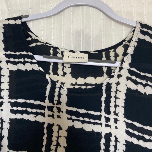 Ganni cap sleeve printed rayon dress - Picture 2 of 8